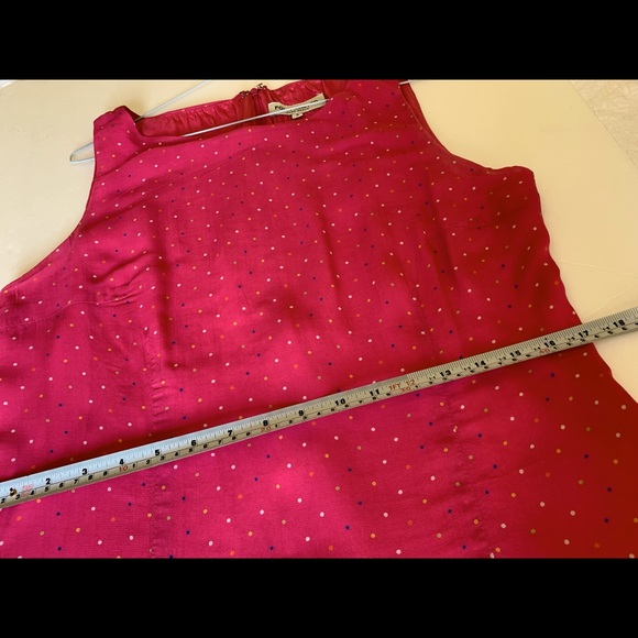 Beautiful fuchsia pink sheer rayon dress with tiny multicolor polka dots size M - Picture 14 of 16